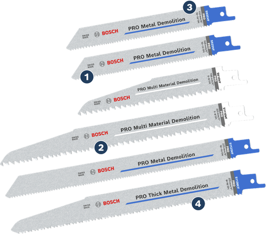 Bosch PRO Demolition Blade Set 6 pcs for S-shank saws.