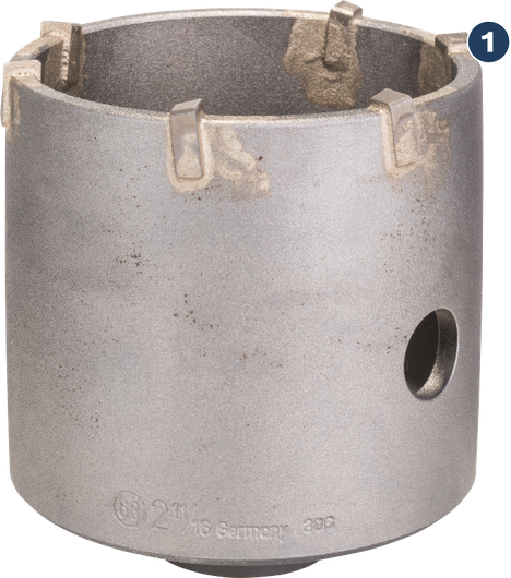 Bosch hole saw core cutter with carbide teeth.