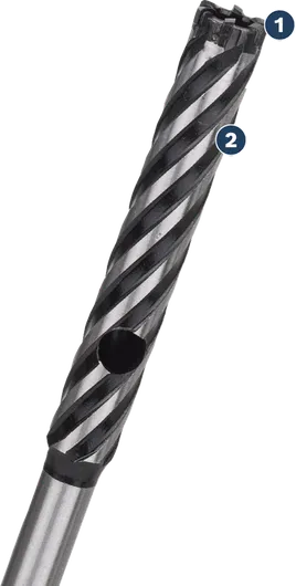 Bosch rotary hammer drill bit with spiral flute.