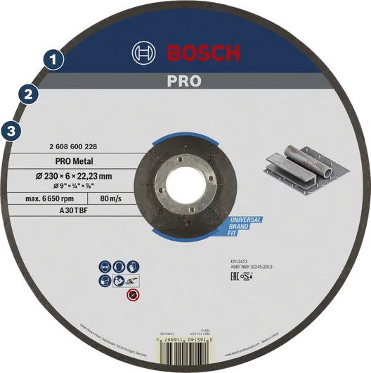 Bosch PRO Metal cutting disc for universal metal applications.