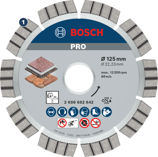 Bosch segmented diamond cutting disc for stone and concrete.