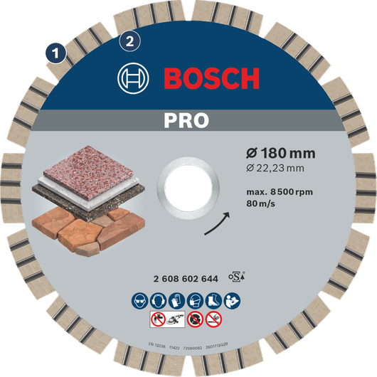 Bosch PRO diamond cutting disc for stone and concrete.