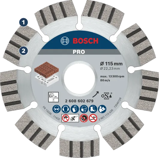 Bosch segmented diamond cutting disc for brick and masonry.