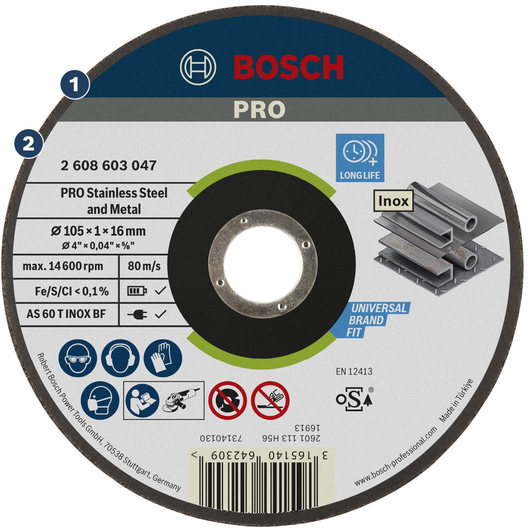 Bosch PRO stainless steel and metal cutting disc 105 mm.