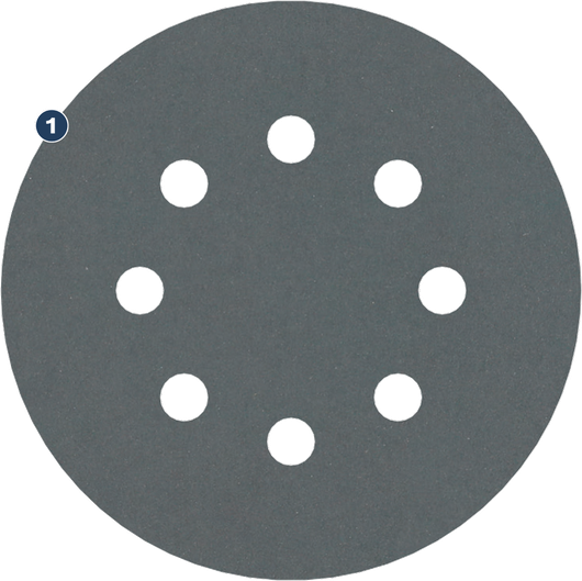 Bosch sanding disc with 8 extraction holes.