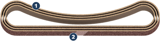 Bosch sanding belt with reinforced joint for durability.