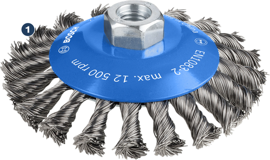Bosch wire cup brush for angle grinders.