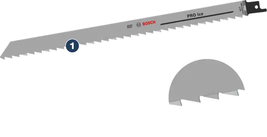 Bosch PRO Ice saw blade with large sharp teeth.