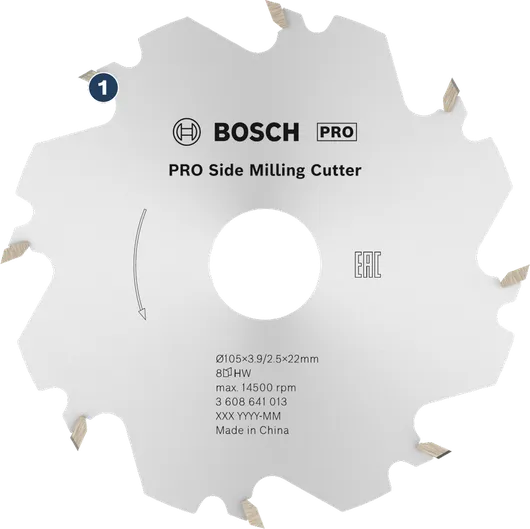 Bosch PRO Side Milling Cutter with eight carbide teeth.