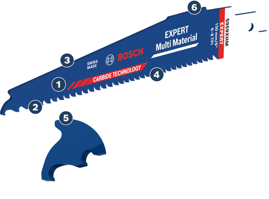 Bosch Expert Multi Material reciprocating saw blade with carbide technology.