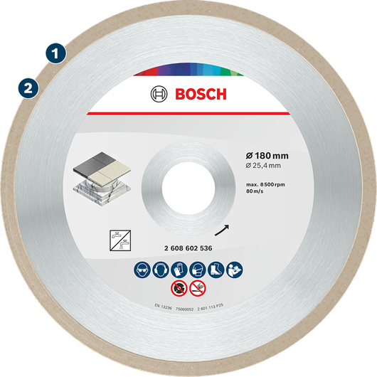 Bosch diamond cutting disc for tiles 180 mm.