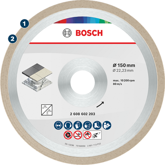 Bosch diamond cutting disc for tiles 150mm.