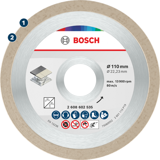 Bosch diamond cutting disc for tile and stone, 110 mm.