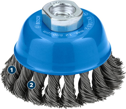 Bosch Metal Heavy Cup Brush 75 mm for angle grinders.