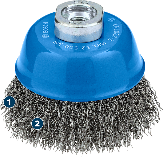 Bosch Metal Clean Cup Brush 75 x 0.3 mm for angle grinders.
