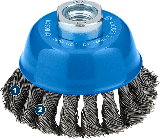 Bosch Metal Heavy Cup Brush 75 mm for angle grinders.