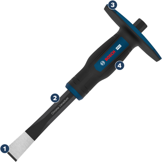 Bosch PRO Masonry Flat Chisel 250 mm with chrome vanadium.