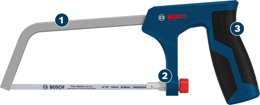 Bosch 150 mm bi-metal hacksaw for precise thin metal cutting.