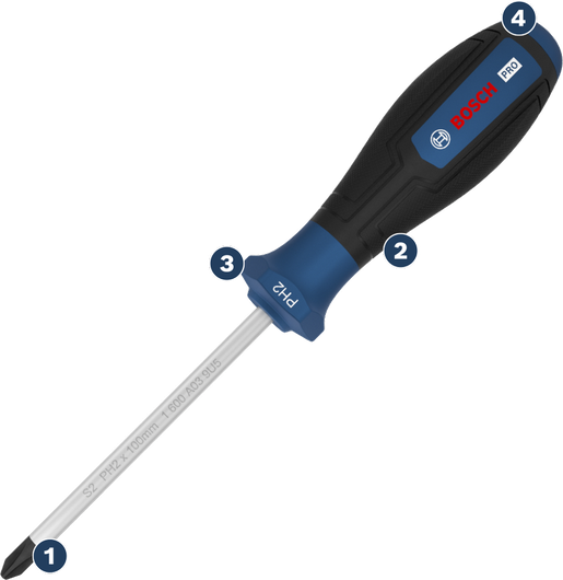 Bosch PH2 screwdriver with ergonomic grip.