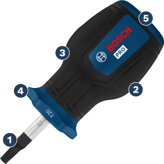 Bosch PRO screwdriver with ergonomic grip.
