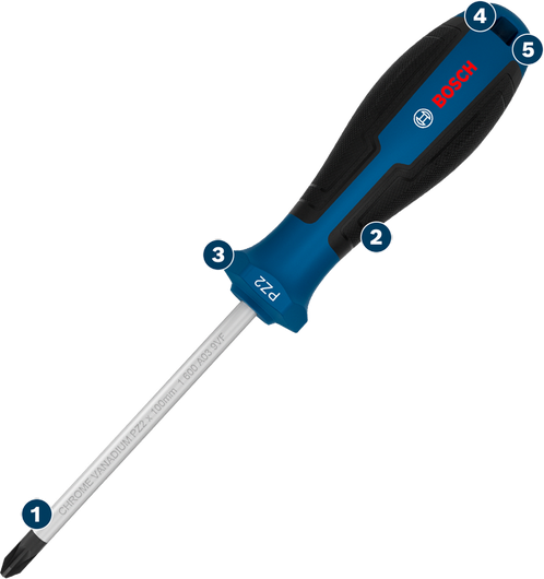 Bosch PH2 screwdriver with ergonomic grip.