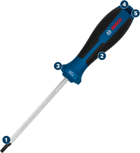 Bosch T20 screwdriver with ergonomic grip.