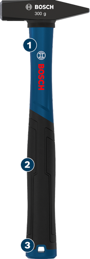 Bosch 300g machinist hammer with ergonomic handle.