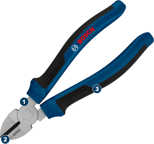 Bosch Diagonal Side Cutters 160 mm with multi-component handles.