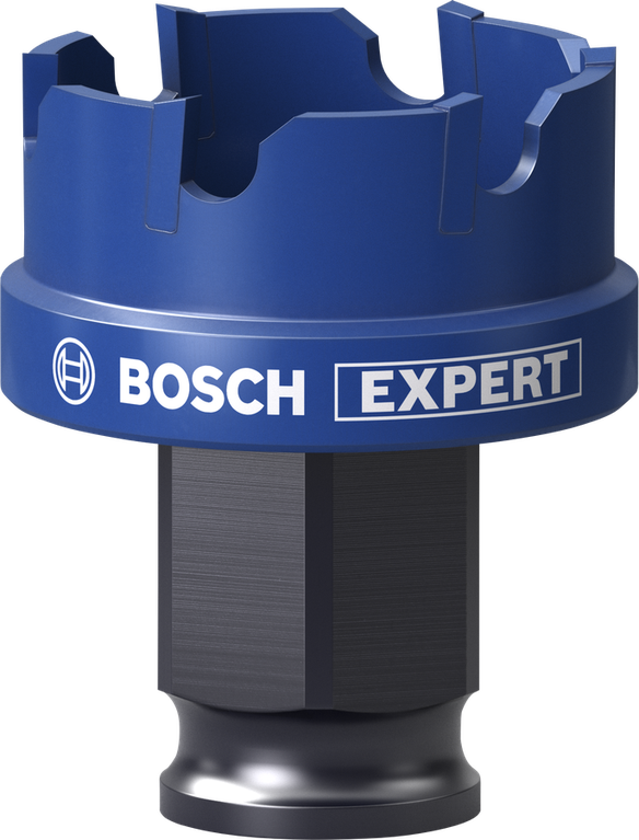 Bosch Expert hole saw with carbide teeth for metal.