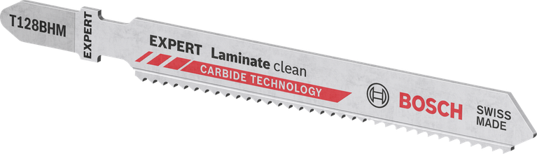 Bosch Expert laminate clean jigsaw blade with carbide teeth.