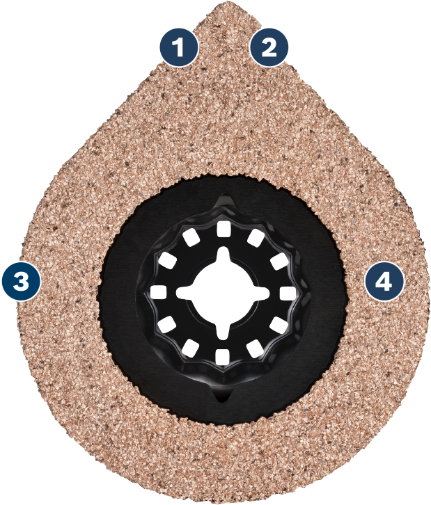 Bosch carbide grit segment blade for grout removal.