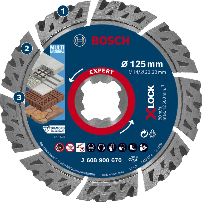 Bosch Expert X-Lock multi material diamond cutting disc.