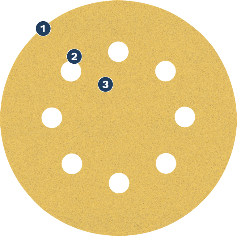 Bosch sanding disc with 8 dust extraction holes.