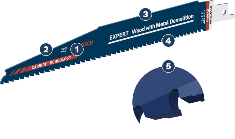 Bosch EXPERT Wood with Metal Demolition saw blade.