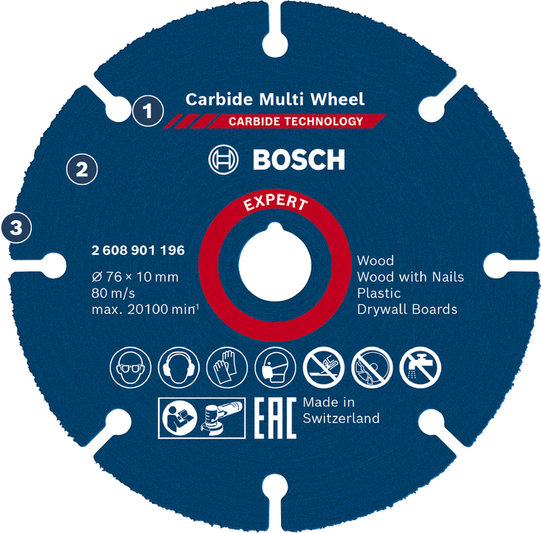 Bosch Carbide Multi Wheel cutting disc for wood and plastic.