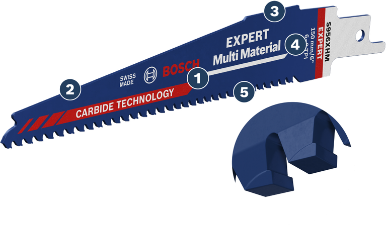 Bosch Expert Multi Material carbide reciprocating saw blade.