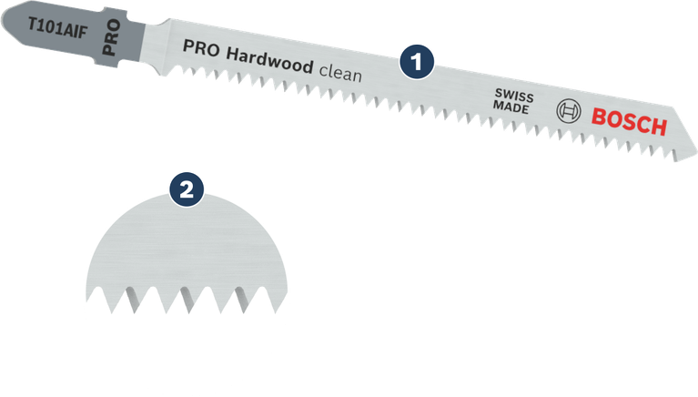 Bosch PRO Hardwood clean jigsaw blade for clean hardwood cuts.