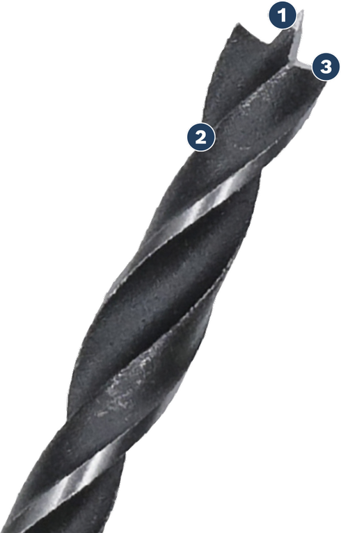 Bosch wood drill bit with optimized cutting edge.