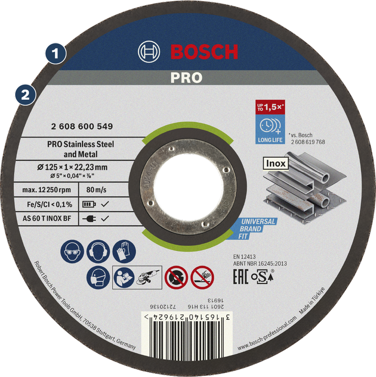 Bosch PRO cutting disc for stainless steel and metal.
