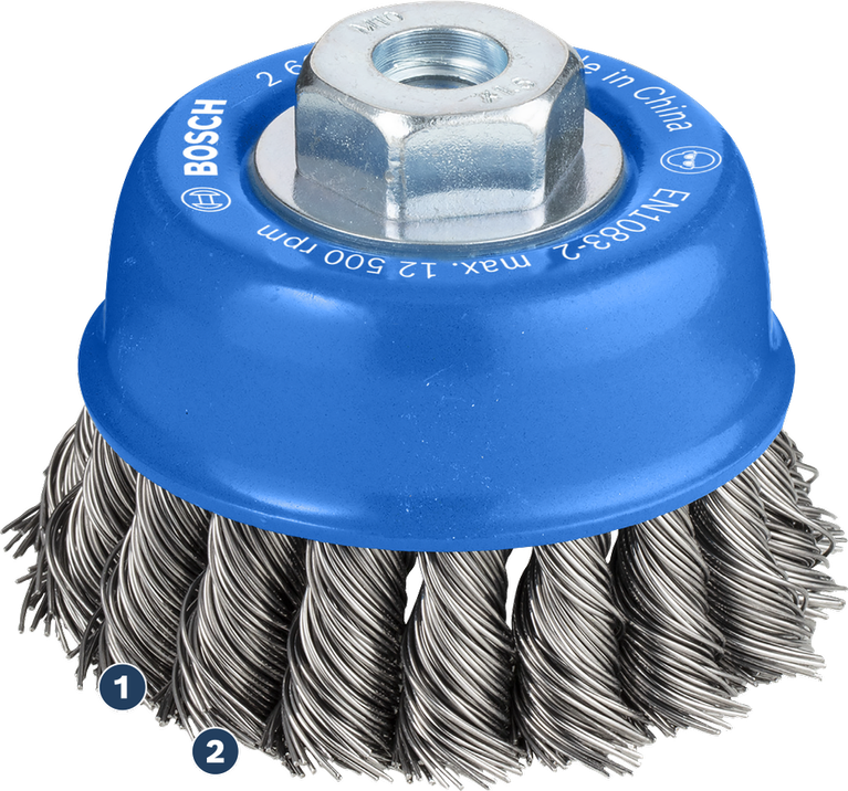Bosch PRO Metal heavy cup brush 75 mm for angle grinders.