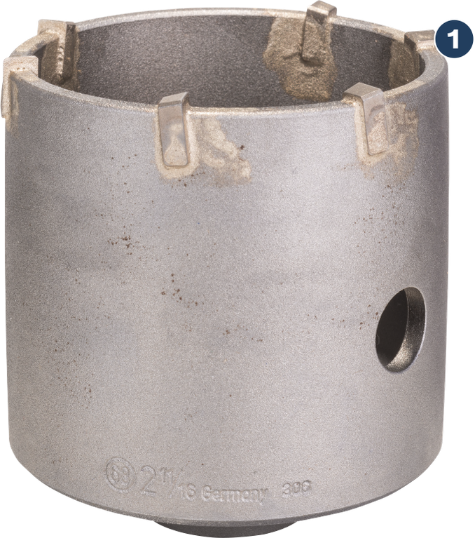 Bosch hole saw core cutter with carbide teeth.