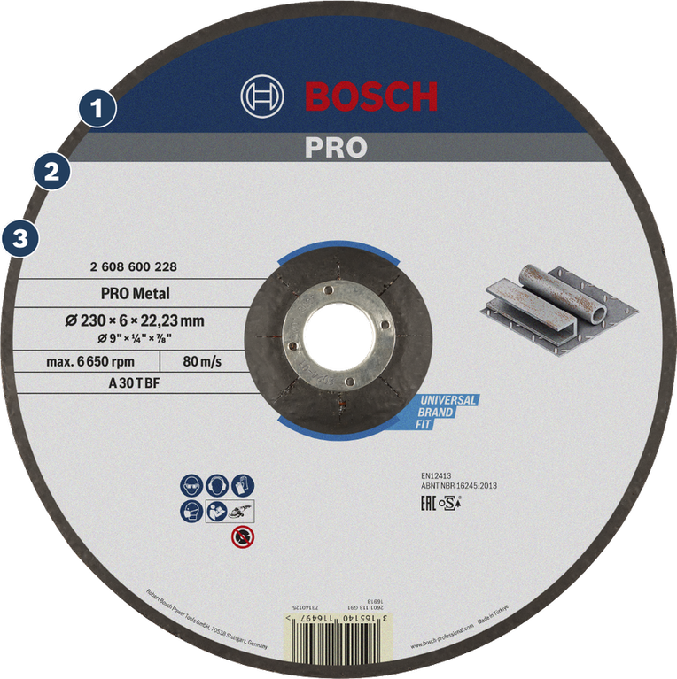 Bosch PRO Metal cutting disc for universal metal applications.