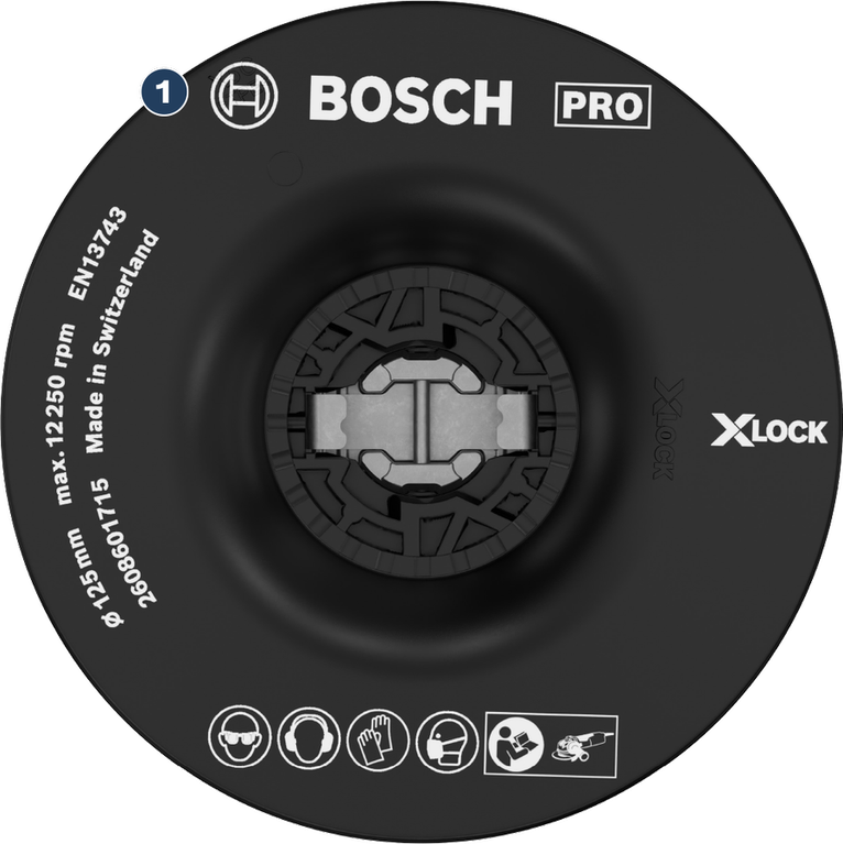 Bosch X-LOCK 125mm angle grinder backing pad.