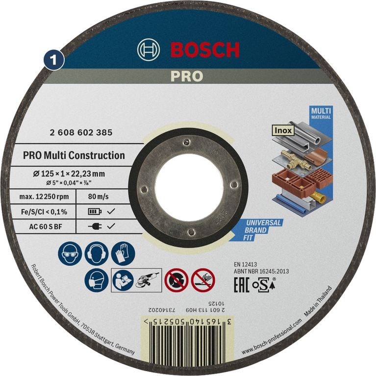 Bosch PRO Multi Construction cutting disc for various materials.