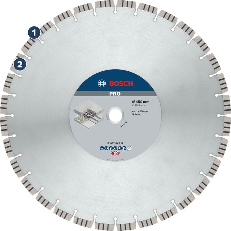 Bosch PRO diamond cutting disc for concrete and stone.