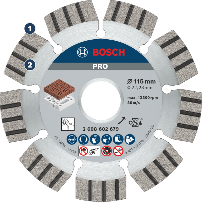 Bosch segmented diamond cutting disc for brick and masonry.