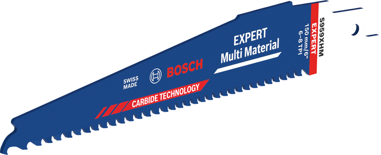 Long Life cutting tough building materials Bosch Expert Multi Material saw blade with carbide teeth.