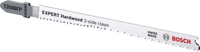 High Precision tear-free cutting laminated worktops Bosch EXPERT Hardwood T308BFP jigsaw blade for clean cuts.
