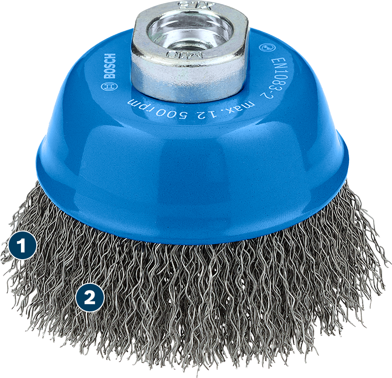Bosch Metal Clean Cup Brush 75 x 0.3 mm for angle grinders.